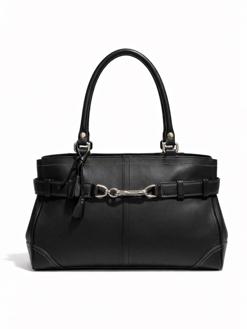 Coach Black Leather Shoulder Bag Buckle Classic Structured Luxury bag - Picture 3 of 10